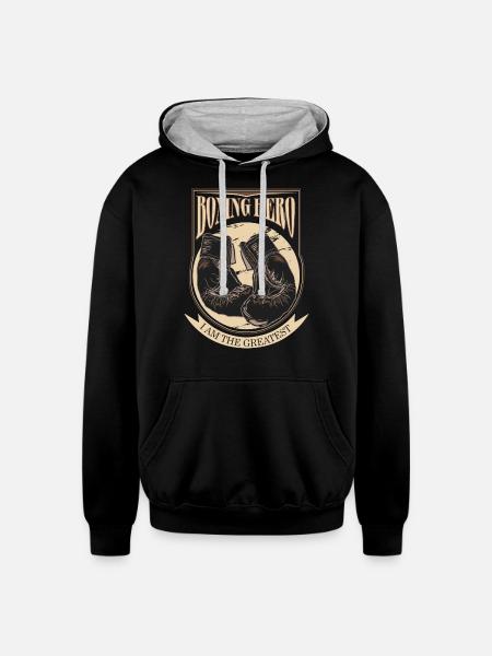Boxing Hero - i am the greatest - Unisex Contrast Hoodie - black/heather gray