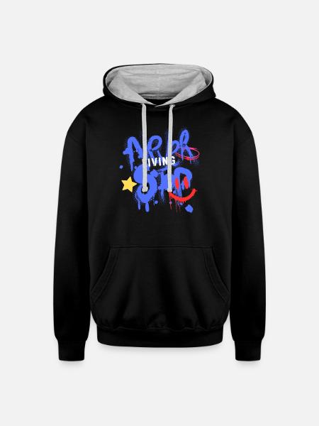 Living - Unisex Contrast Hoodie - black/heather gray