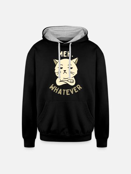 Meh. Whatever - Unisex Contrast Hoodie - black/heather gray