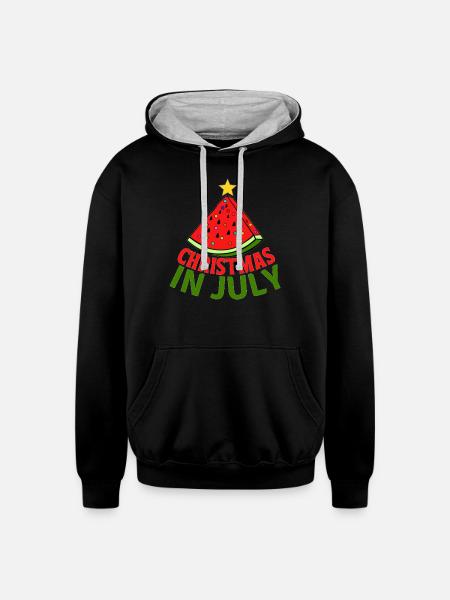 CHRISTMAS IN JULY - Unisex Contrast Hoodie - black/heather gray