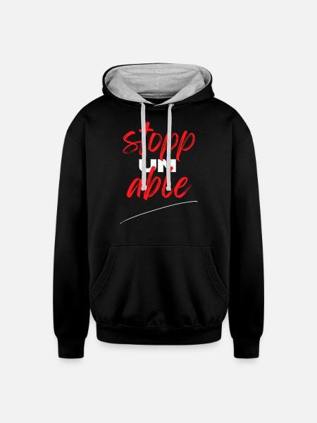 Un stoppable - Unisex Contrast Hoodie - black/heather gray
