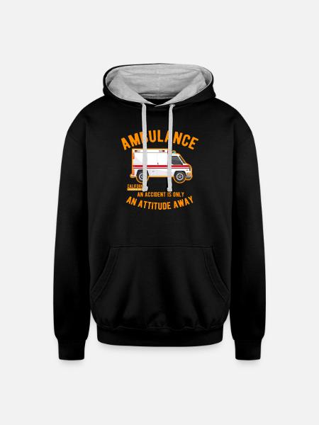 Ambulance Emergency Rescue - Unisex Contrast Hoodie - black/heather gray