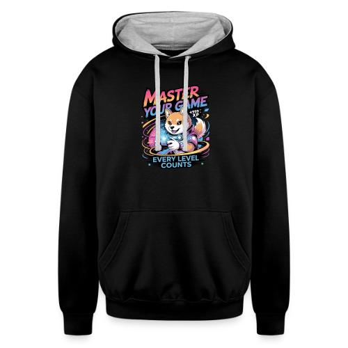 Cute Gamer Shiba Inu Level Up - Unisex Contrast Hoodie