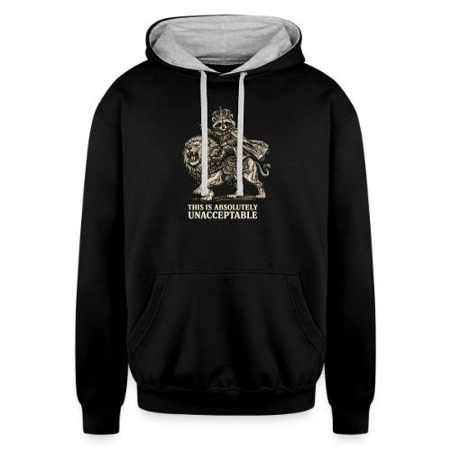 Funny Raccoon King Riding Lion Vintage Meme Art - Unisex Contrast Hoodie