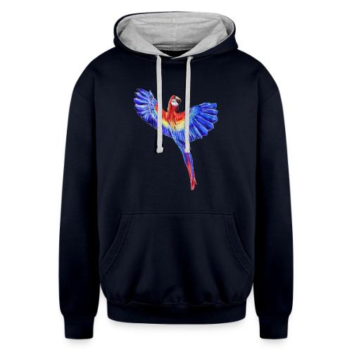 Scarlet macaw parrot - Unisex Contrast Hoodie