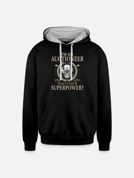 Funny Auctioneer Awesome - Unisex Contrast Hoodie - black/heather gray