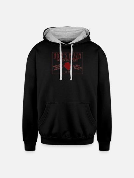 Nick's Pizza - Unisex Contrast Hoodie - black/heather gray