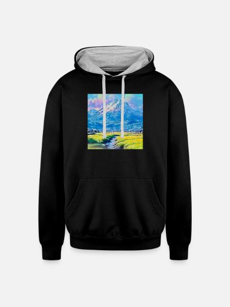 Landscape Horizon - Unisex Contrast Hoodie - black/heather gray