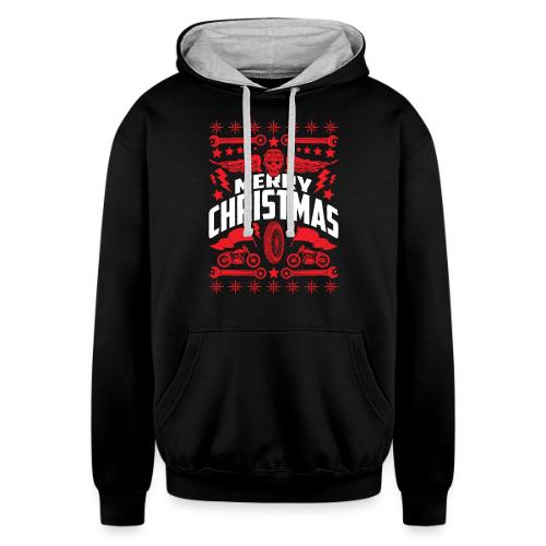 Biker Ugly Christmas Sweater - Unisex Contrast Hoodie