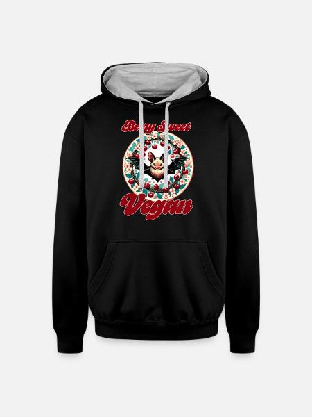 Berry Sweet Vegan - Unisex Contrast Hoodie - black/heather gray