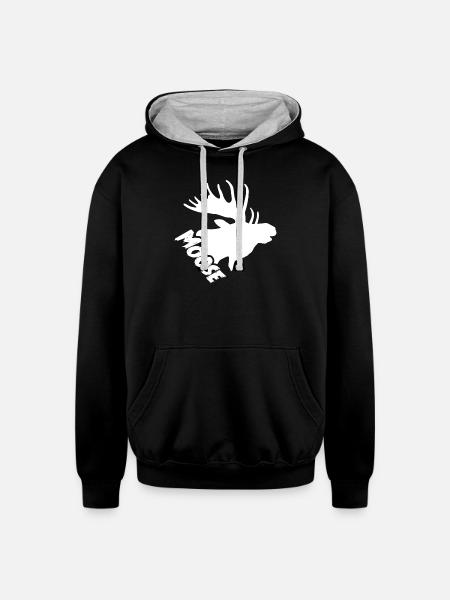 Moose Head Shirt - Unisex Contrast Hoodie - black/heather gray