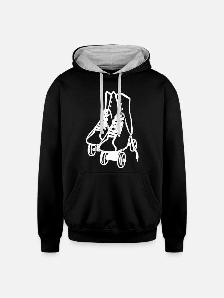 Retro Roller Skates - Unisex Contrast Hoodie - black/heather gray