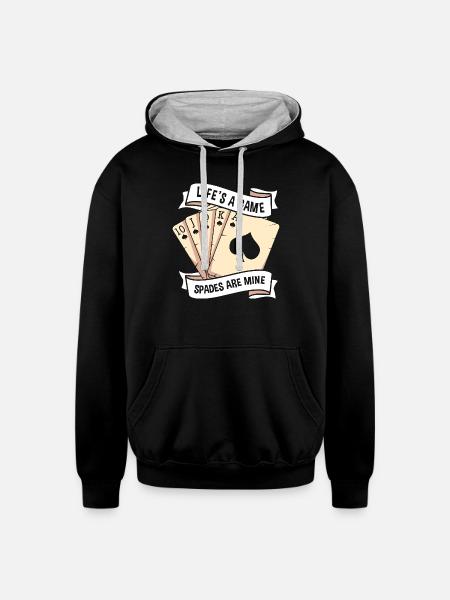 Spades Casino Card Game - Unisex Contrast Hoodie - black/heather gray