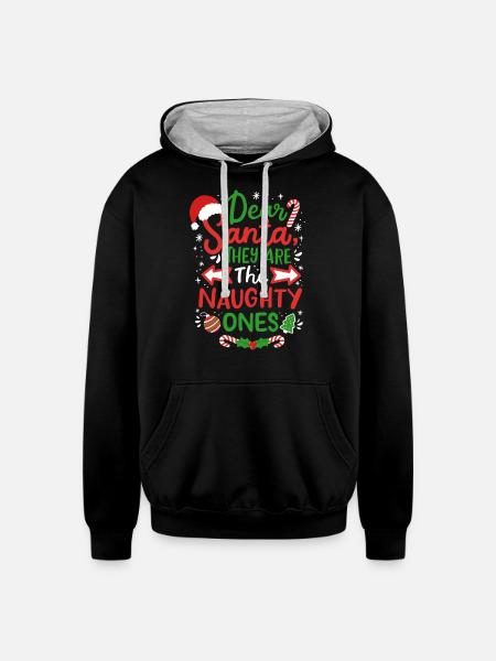 Santa Christmas Naughty Ones - Unisex Contrast Hoodie - black/heather gray