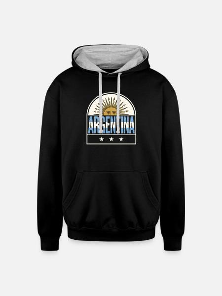 Argentina Suncrest Logo - Unisex Contrast Hoodie - black/heather gray
