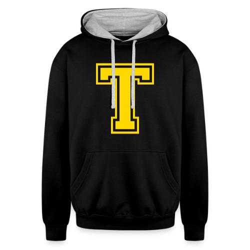 Letter T – Capital Athletic Alphabet Monogram - Unisex Contrast Hoodie