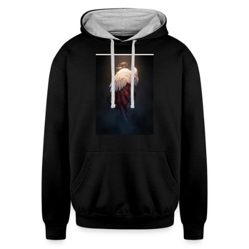 Angel vs Demon Wings Dark Aesthetic Gothic T-Shirt - Unisex Contrast Hoodie