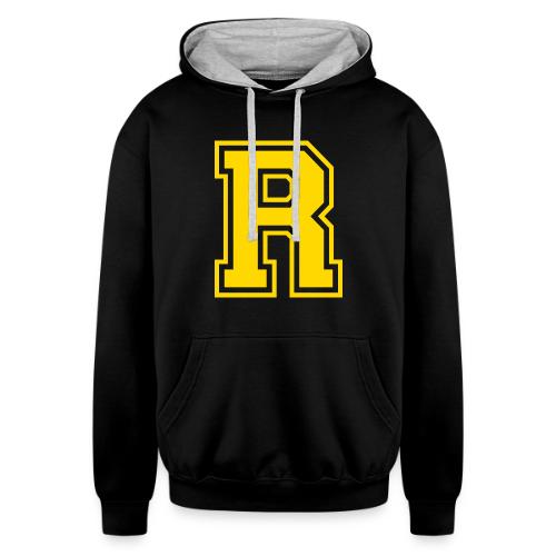 Letter R – Capital Athletic Alphabet Monogram - Unisex Contrast Hoodie