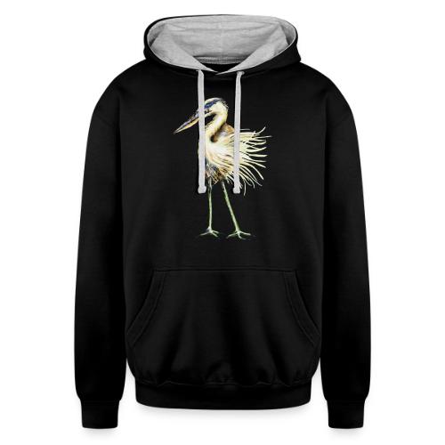 Great Blue Heron - Unisex Contrast Hoodie
