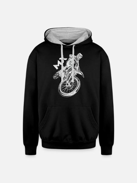 Motocross MX Rider - Unisex Contrast Hoodie - black/heather gray