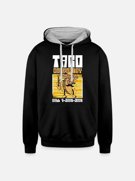 Taco Emergency Hero - Unisex Contrast Hoodie - black/heather gray