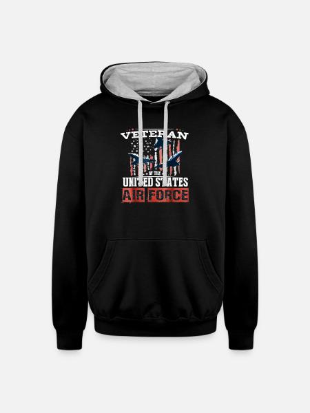 USAF Veteran Pride Art - Unisex Contrast Hoodie - black/heather gray