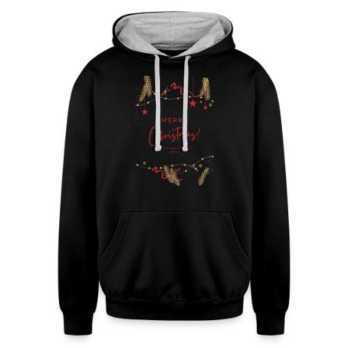 Merry Christmas Typography Design - Unisex Contrast Hoodie