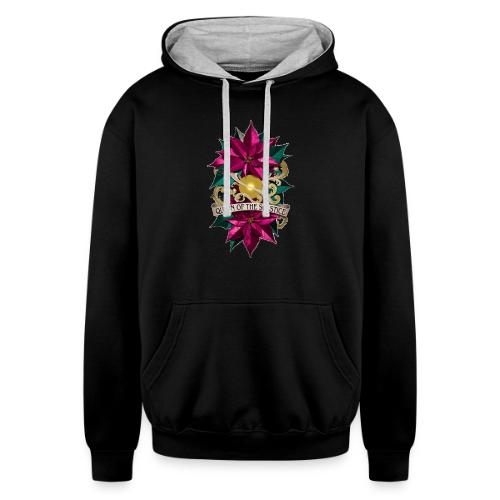 Queen of the Solstice Poinsettia T-Shirt - Unisex Contrast Hoodie