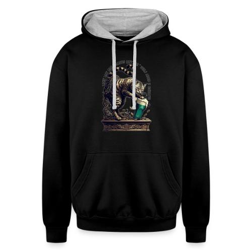 Lucky Last Call Cat Graphic Tee - Unisex Contrast Hoodie