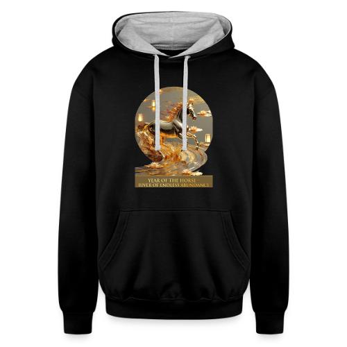 Year of the Horse Abundance T Shirt, Lunar NY Gift - Unisex Contrast Hoodie