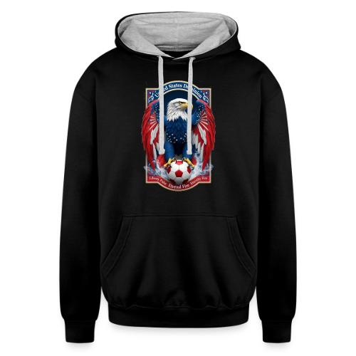 USA Eagle Emblem T Shirt, USA Soccer Pride Gift - Unisex Contrast Hoodie