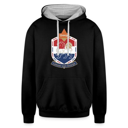 Netherlands Lion Crest T-Shirt, Dutch Badge Gift - Unisex Contrast Hoodie