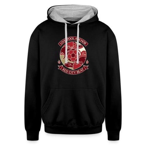 Liverpool Anchor T Shirt, Soccer City Pride Gift - Unisex Contrast Hoodie