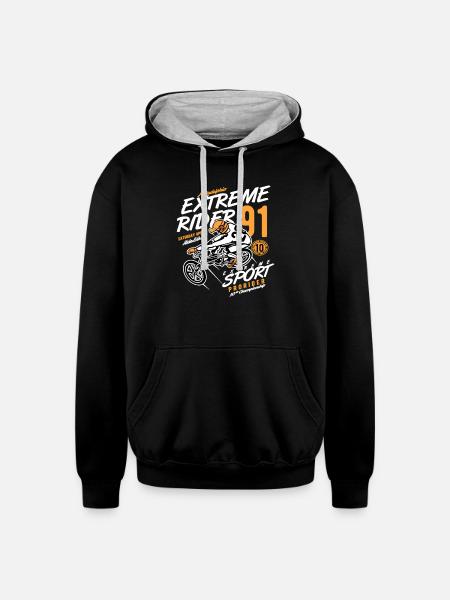 Extreme Rider 91 BMX - Unisex Contrast Hoodie - black/heather gray