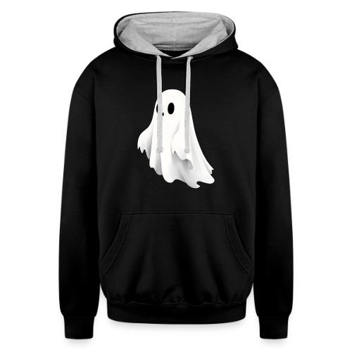 Cute Ghost Cartoon Design - Unisex Contrast Hoodie