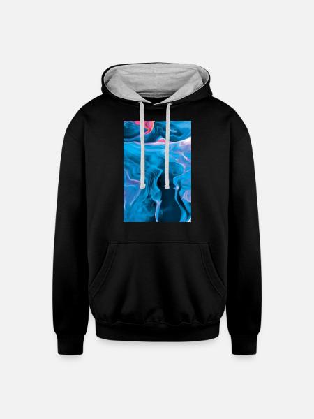 Blue Smoke - Unisex Contrast Hoodie - black/heather gray