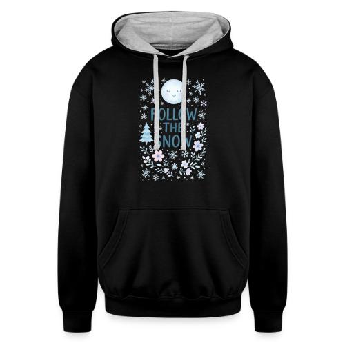 Follow the Snow – Cozy Winter Watercolor - Unisex Contrast Hoodie