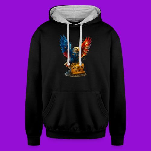 Veterans Press & Bald Eagle Flag 2 Print Set - Unisex Contrast Hoodie