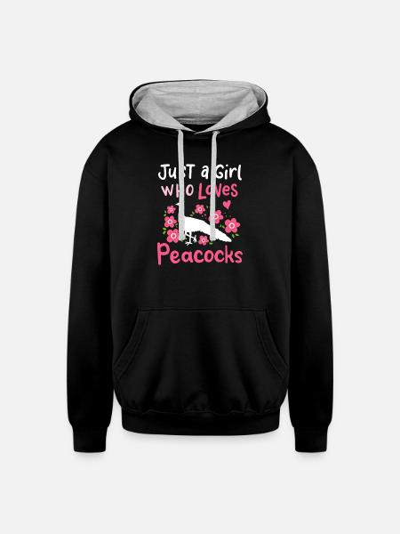 Peacocks Peacock Lover - Unisex Contrast Hoodie - black/heather gray