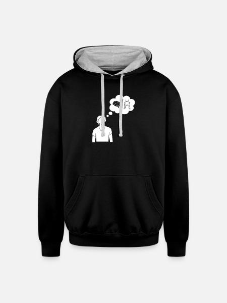 Dual Thought Silhouette - Unisex Contrast Hoodie - black/heather gray