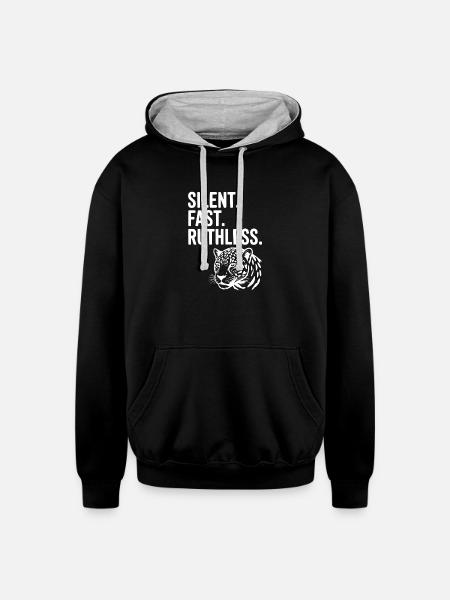 Silent. Fast. Ruthless. - Unisex Contrast Hoodie - black/heather gray