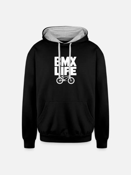 BMX Life - Unisex Contrast Hoodie - black/heather gray