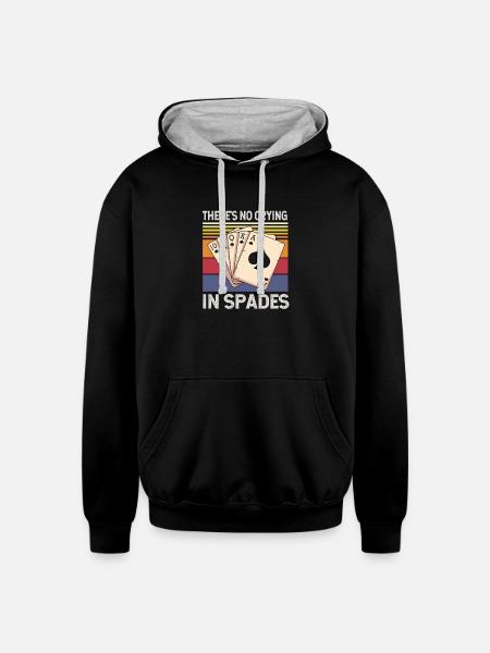 Spades Card Player Card Game - Unisex Contrast Hoodie - black/heather gray