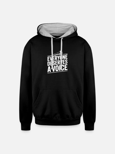 Everyone Deserves a Voice - Unisex Contrast Hoodie - black/heather gray