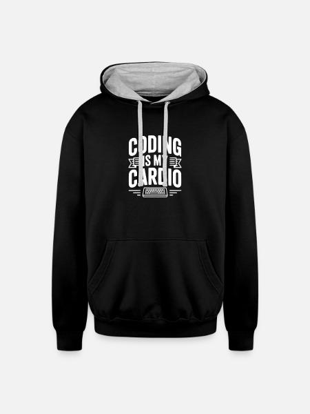 Coding Is My Cardio - Unisex Contrast Hoodie - black/heather gray