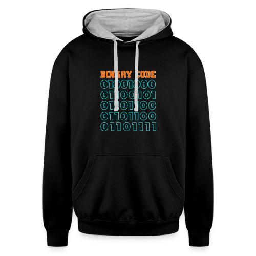 Say Hello in Binary code - Unisex Contrast Hoodie