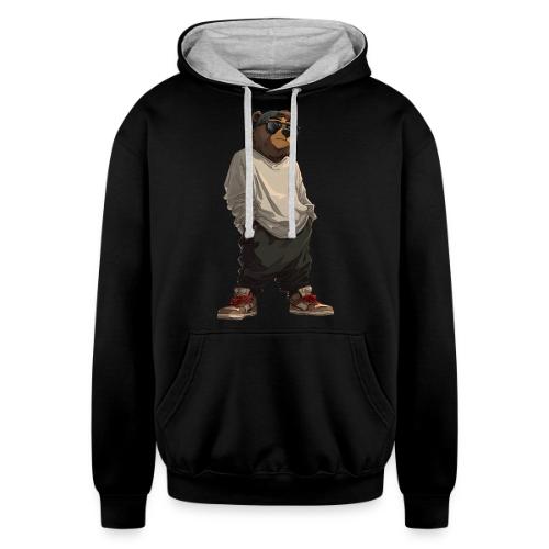 Urban Streetwear Bear Cool Apparel Design - Unisex Contrast Hoodie