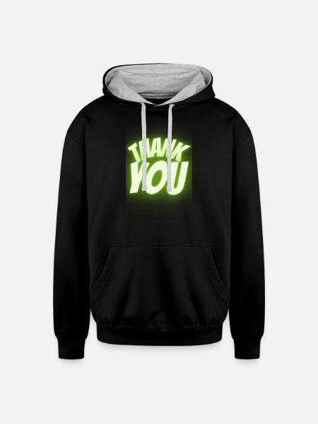 Thank you - Unisex Contrast Hoodie - black/heather gray