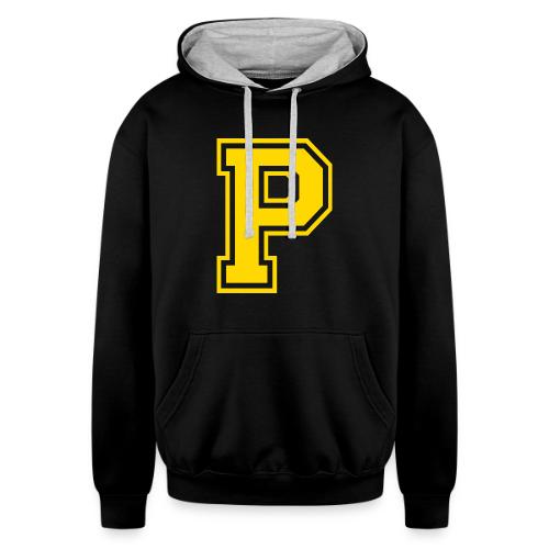 Letter P – Capital Athletic Alphabet Monogram - Unisex Contrast Hoodie