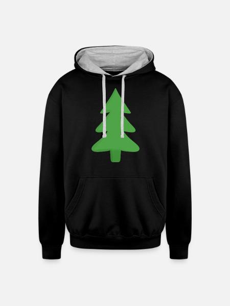 Pine Tree - Unisex Contrast Hoodie - black/heather gray